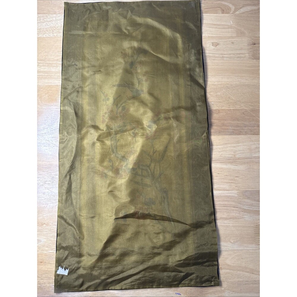 Vintage Asian Silk Hand Embroidered Tapestry Floral Bird Design 13”x26” - Picture 12 of 16